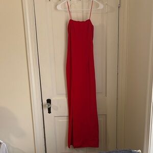 Elegant Red Spaghetti Strap Dress
